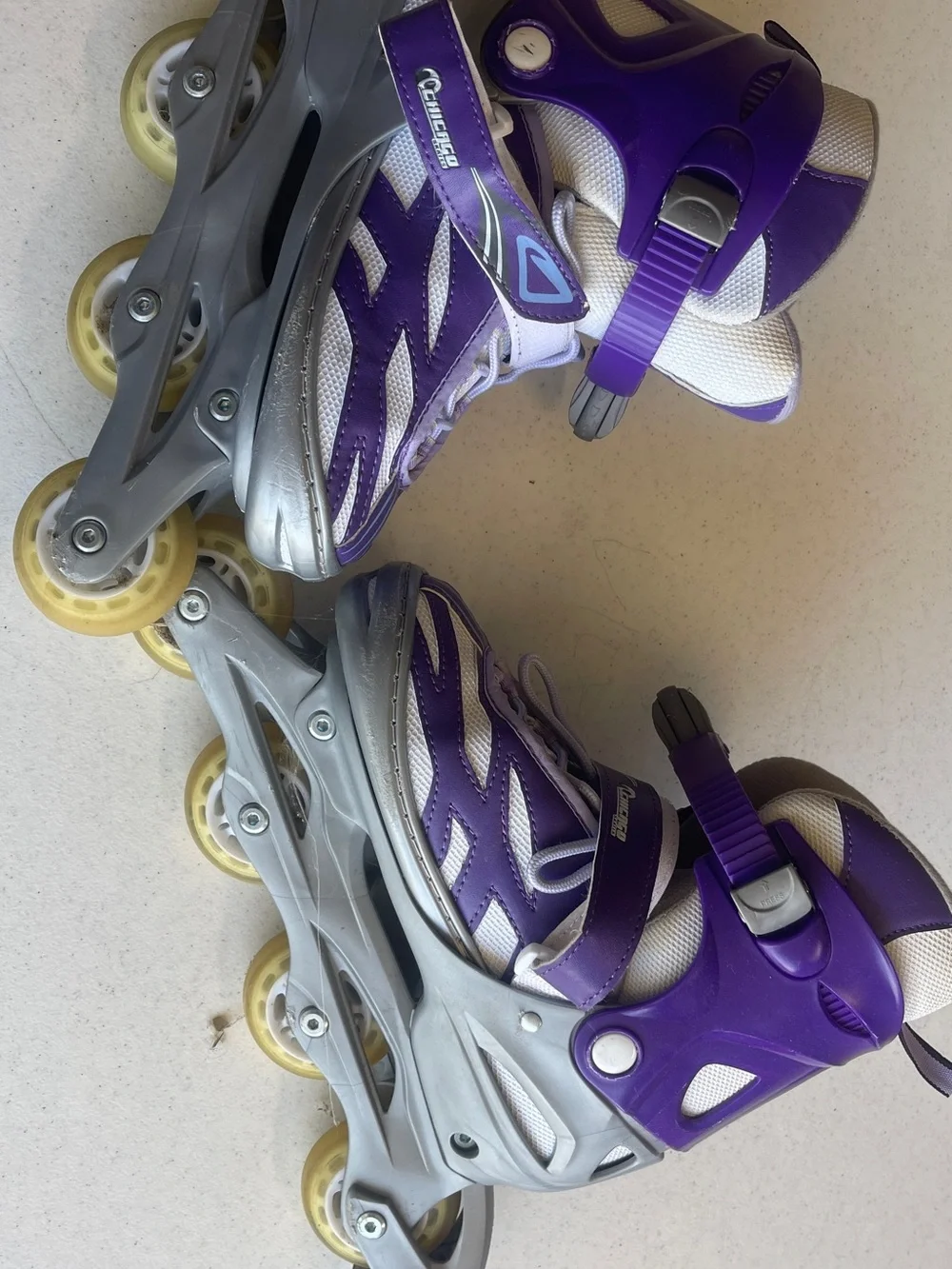 Women’s Adjustable Inline rollerblades- Purple/White. Size Girl 5-8 US